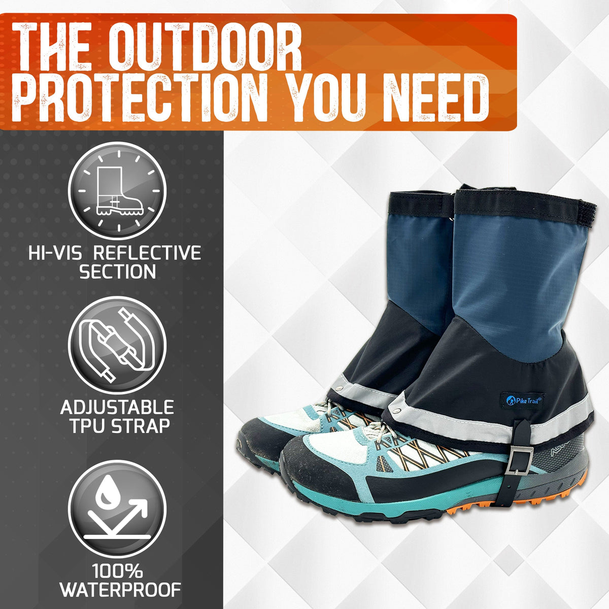 Pike Trail Mid Length Gaiters - Ultralight, Waterproof, Adjustable Fit for Your Adventure