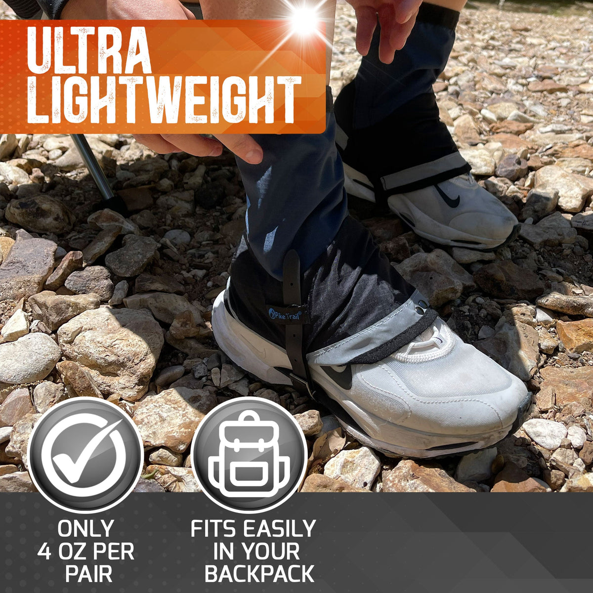 Pike Trail Mid Length Gaiters - Ultralight, Waterproof, Adjustable Fit for Your Adventure