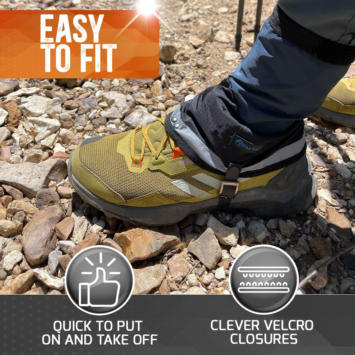 Pike Trail Mid Length Gaiters - Ultralight, Waterproof, Adjustable Fit for Your Adventure