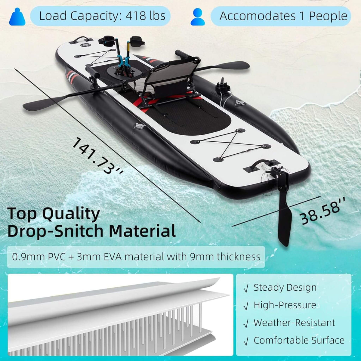 Unleash Your Adventure with the Premium 12FT Lightweight Inflatable Fishing Kayak