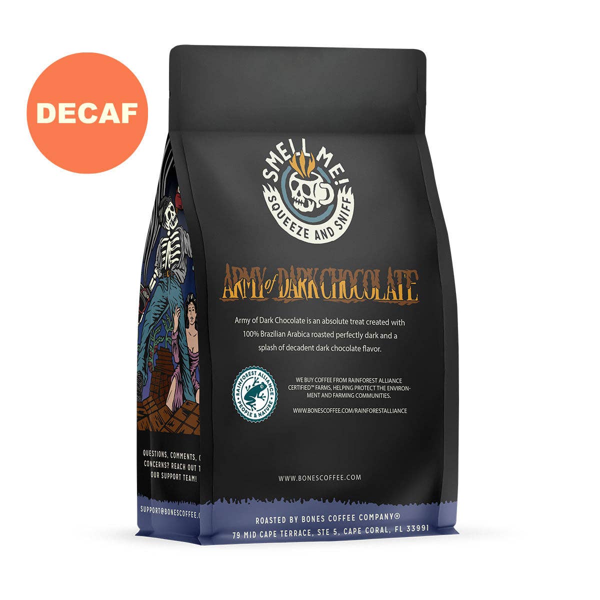 Decaf Army of Dark Chocolate Coffee | Dark Roast | 12oz | Whole Bean