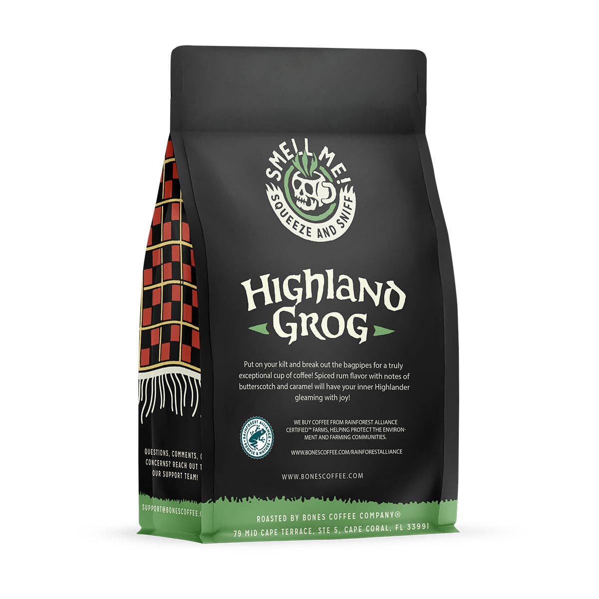 Highland Grog Flavored Coffee | Medium-Dark Roast | 12oz | Whole Bean