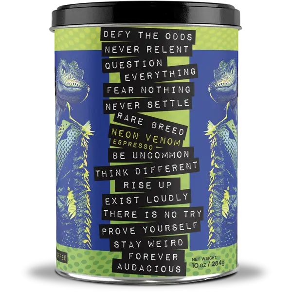 Neon Venom | Light Espresso Coffee | 10oz Tin | Whole Bean
