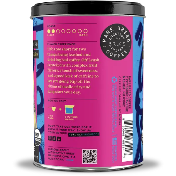Off Leash | Medium Roast Coffee | 10oz Tin | Whole Bean