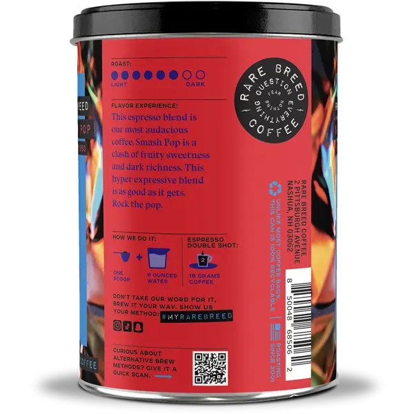 Smash Pop | Organic Espresso Roast Coffee | 10oz Tin | Ground