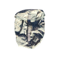 Camouflage-patterned backpack on a white background