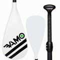 Paddle with white blade and black handle on a white background