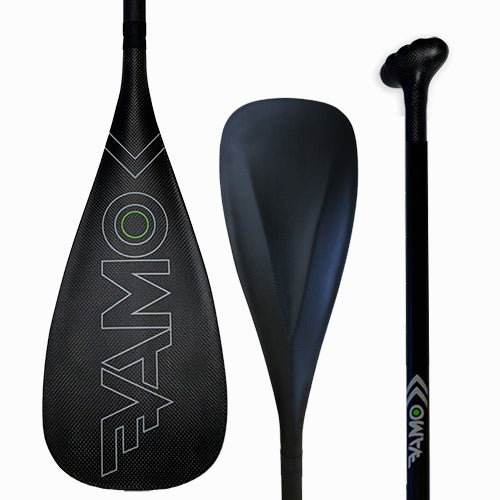 Black paddle with brand logo on a white background