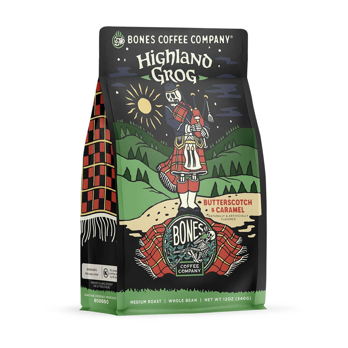 Highland Grog Flavored Coffee | Medium-Dark Roast | 12oz | Whole Bean