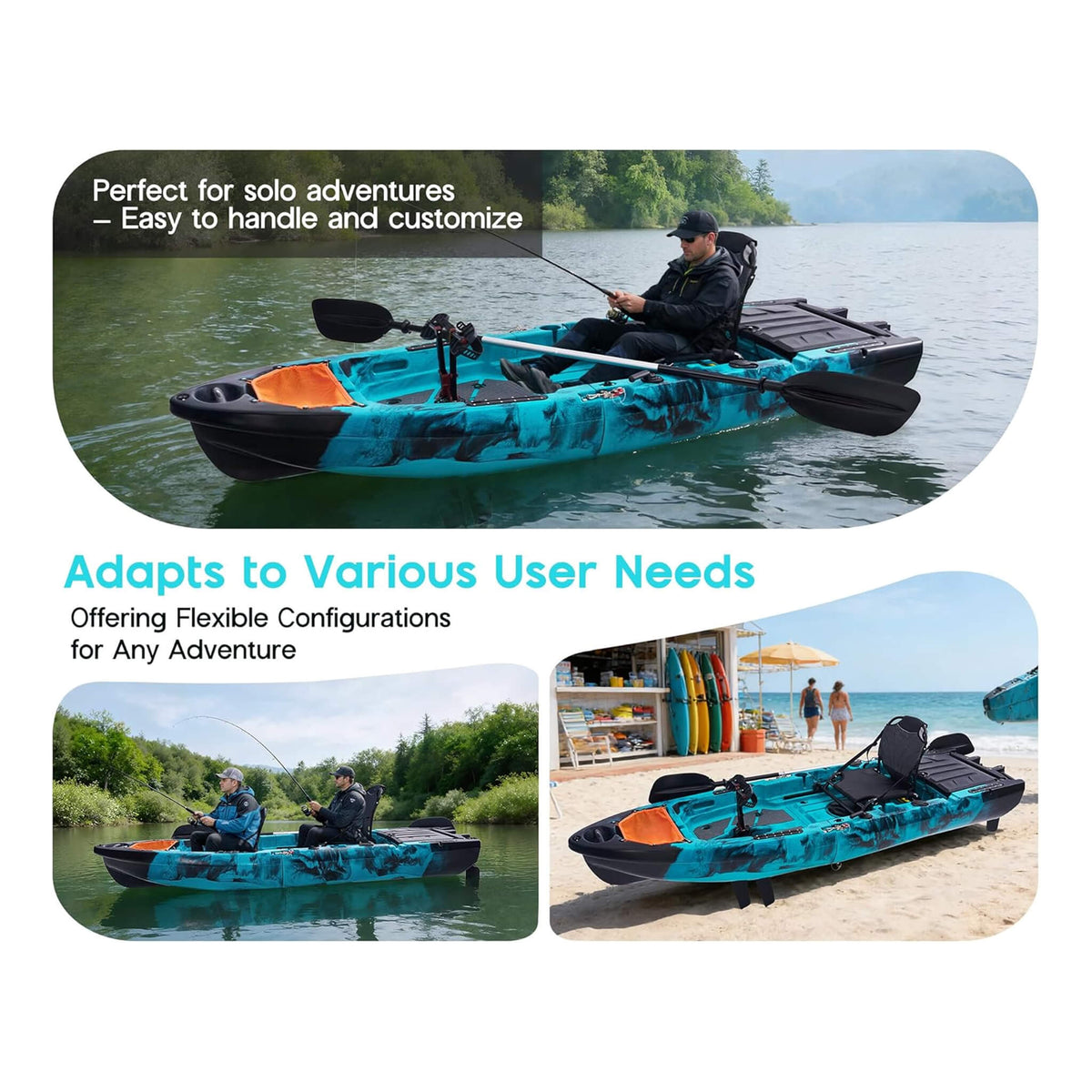 Lightweight Fishing Kayak - 10FT Modular Design with Propeller Drive System for Effortless Fishing Adventures