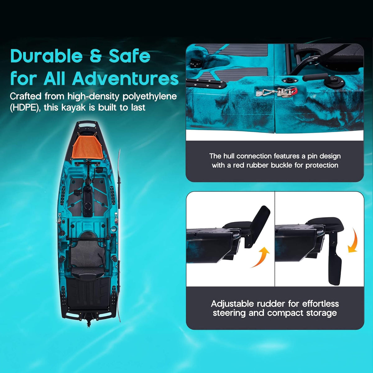 Lightweight Fishing Kayak - 10FT Modular Design with Propeller Drive System for Effortless Fishing Adventures