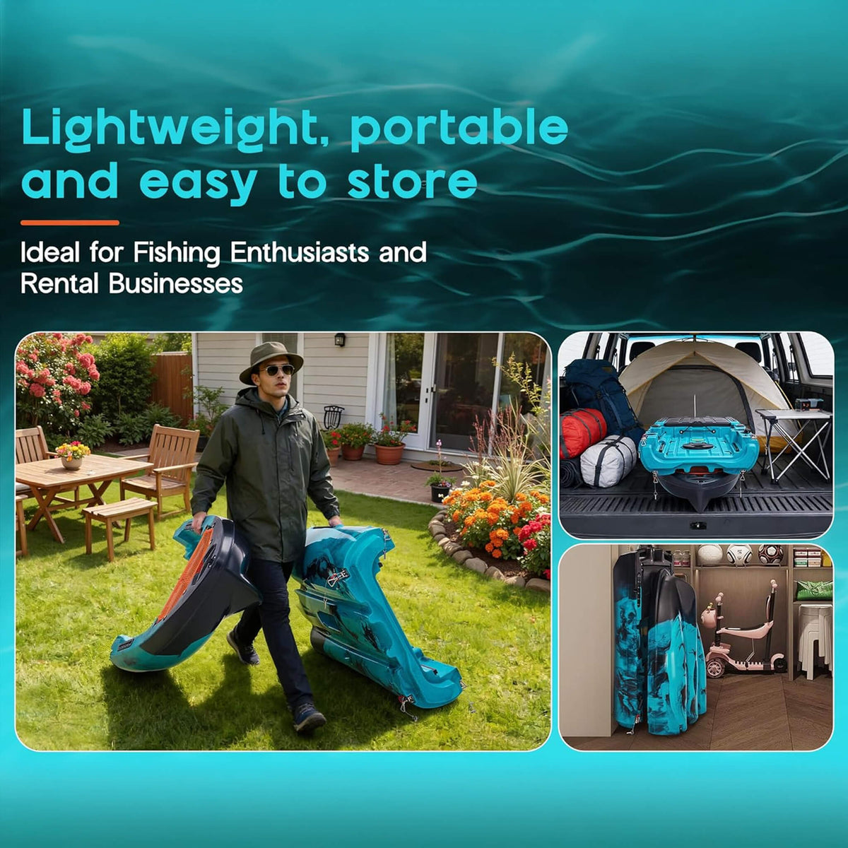 Lightweight Fishing Kayak - 10FT Modular Design with Propeller Drive System for Effortless Fishing Adventures