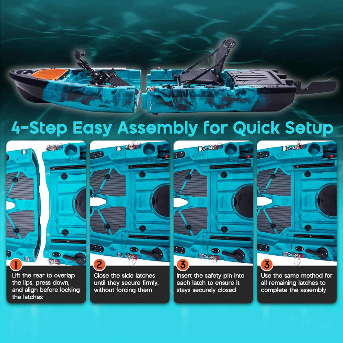Lightweight Fishing Kayak - 10FT Modular Design with Propeller Drive System for Effortless Fishing Adventures