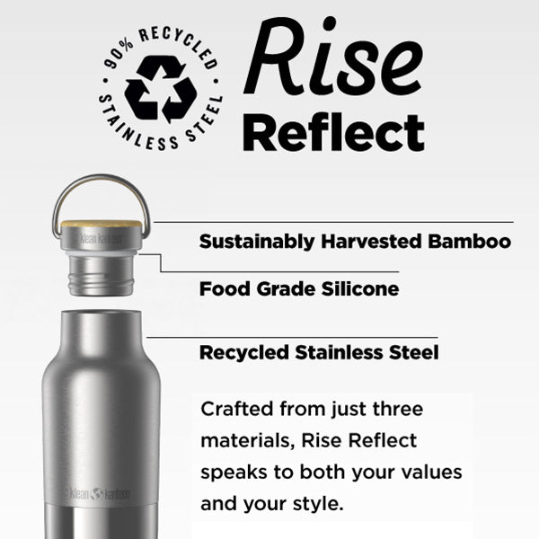 Sustainable Insulated Water Bottle - 16oz Rise Reflect with Bamboo Cap