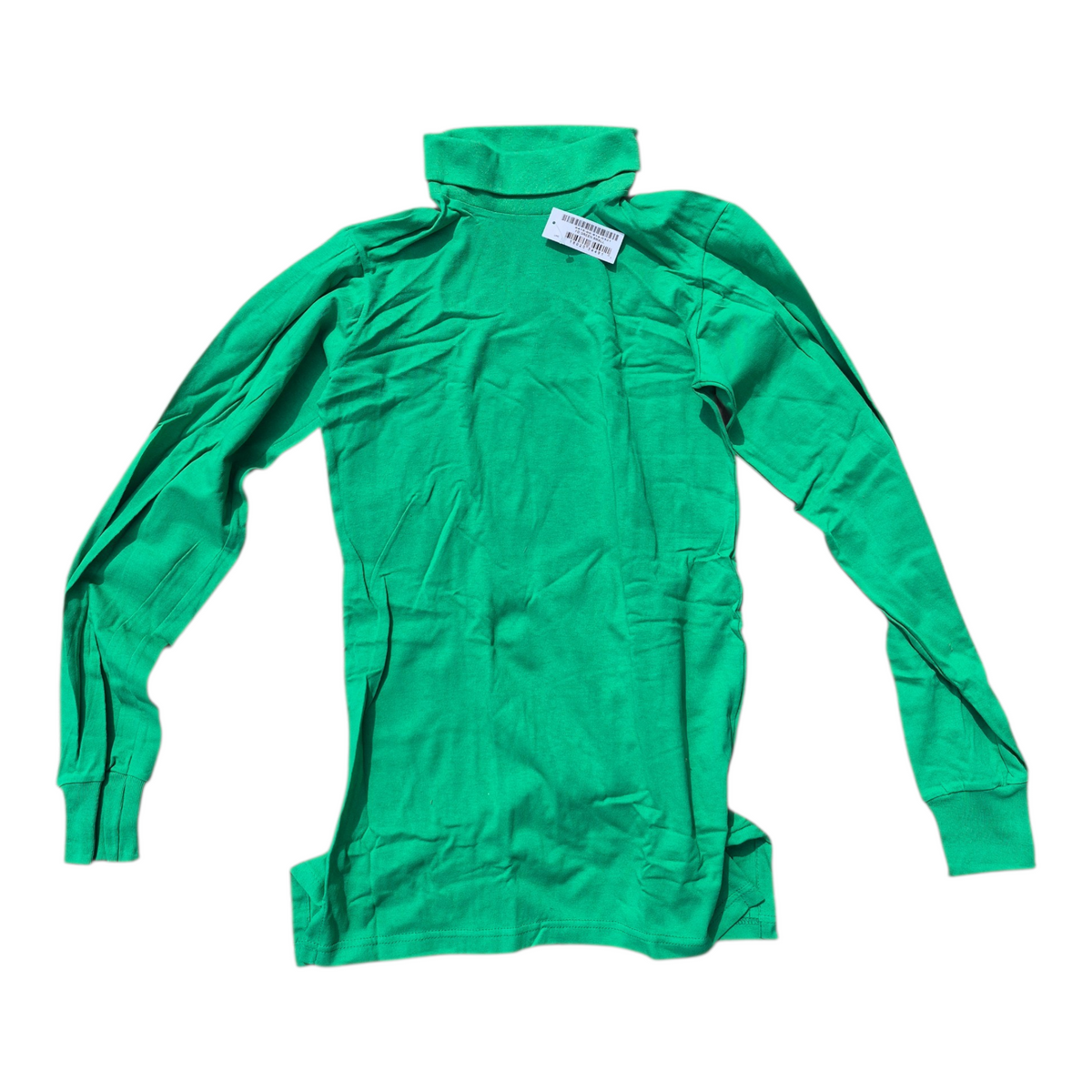 Green long-sleeve shirt on a white background