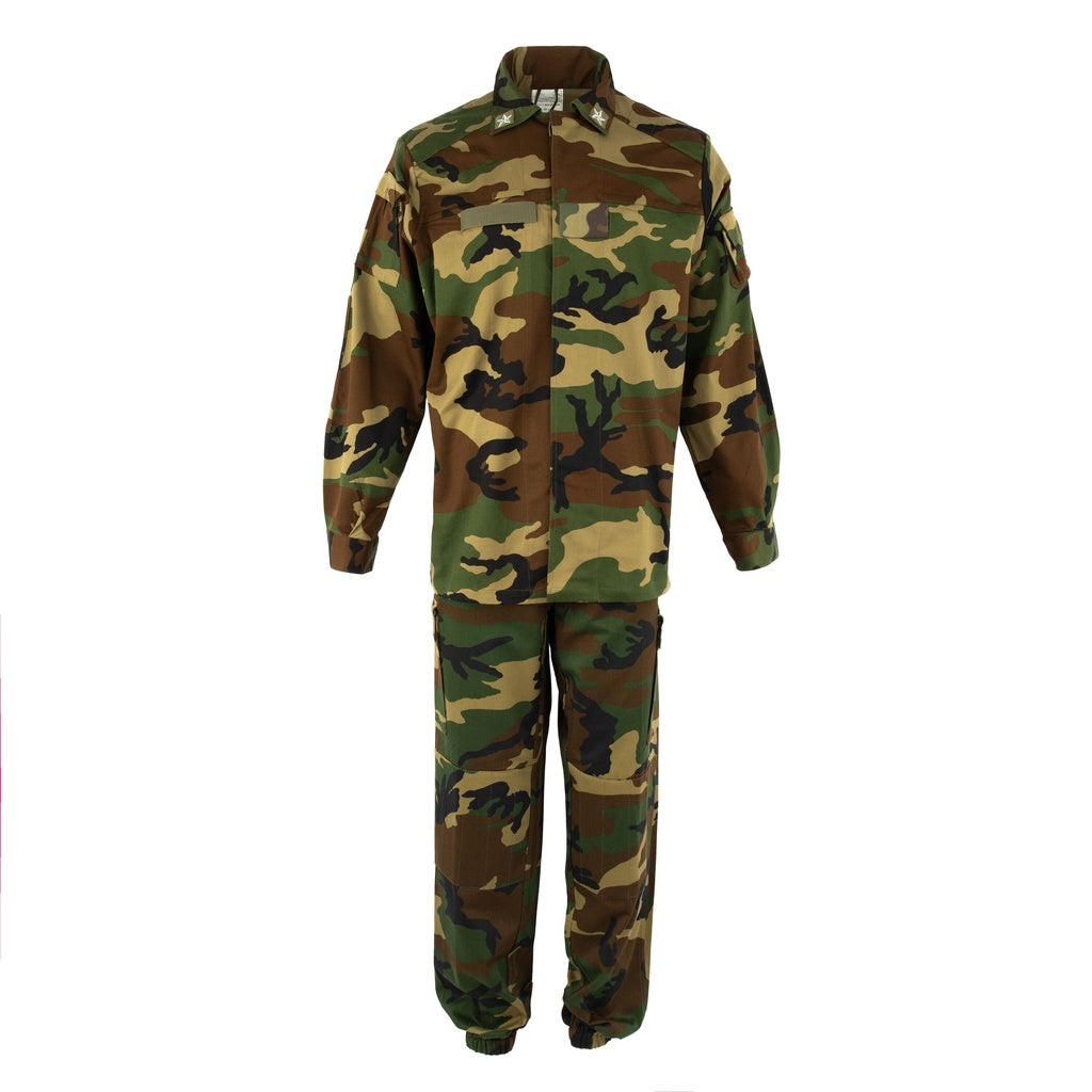 Camouflage military uniform on a white background