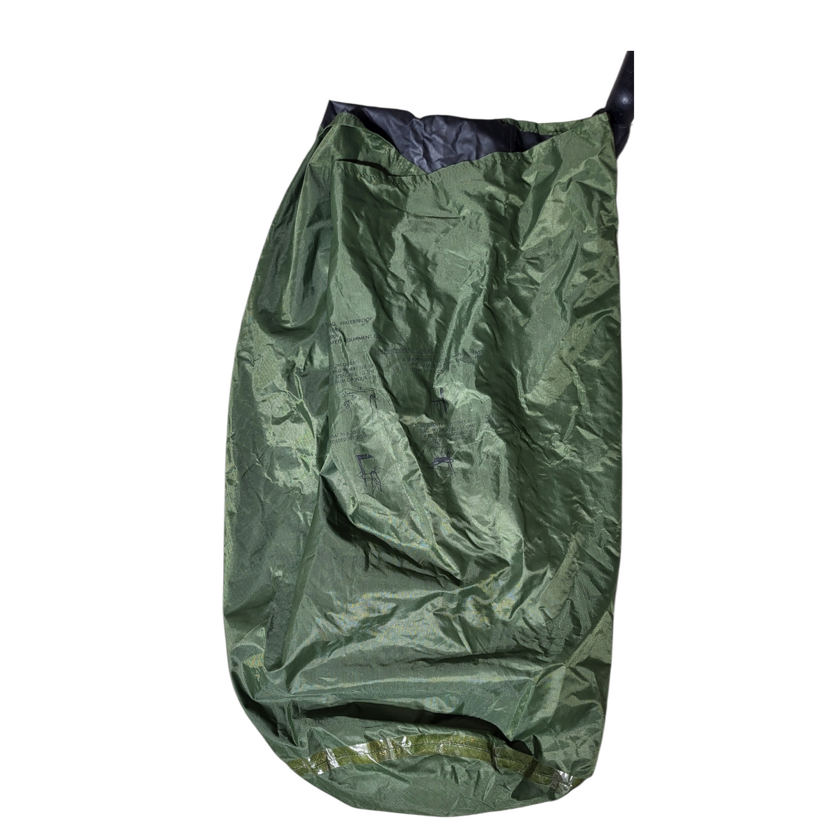 Green waterproof tarp with black trim on a white background