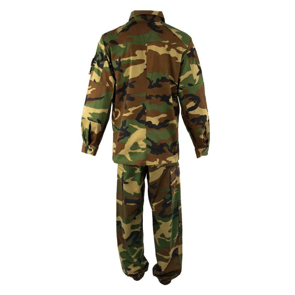 Camouflage military uniform on a white background