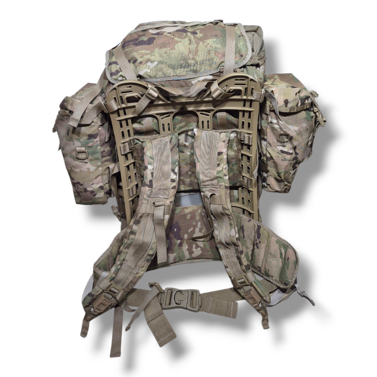 Multicam camouflage backpack on a white background